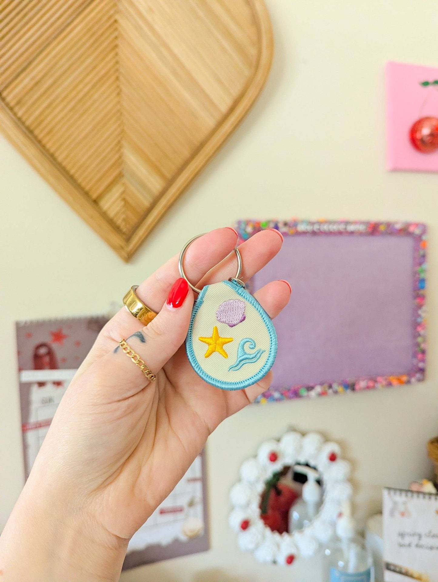 Embroidred Patch Keychain-Just Beachy