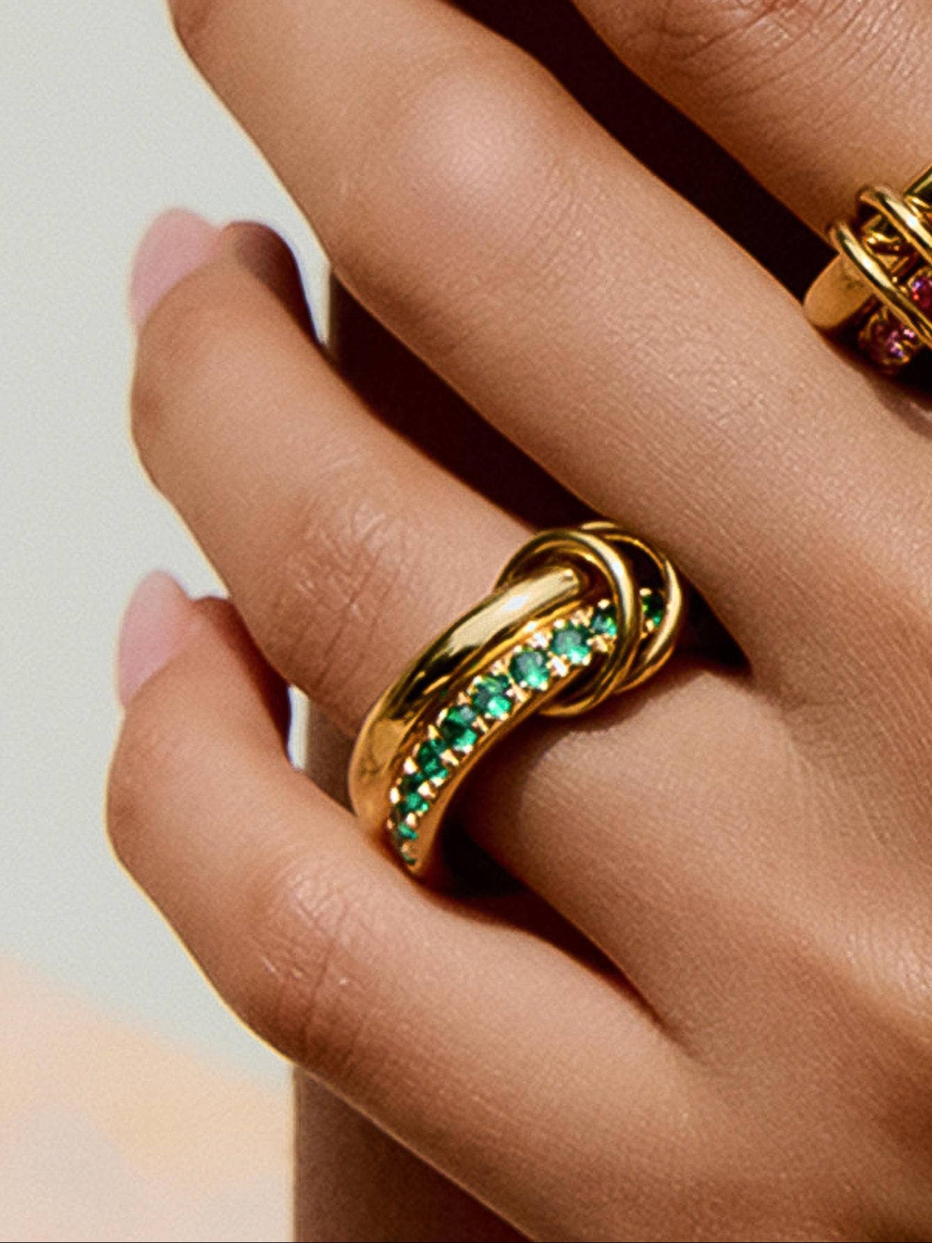 Justine 18K Gold Non-Tarnish CZ Double Hoop Ring