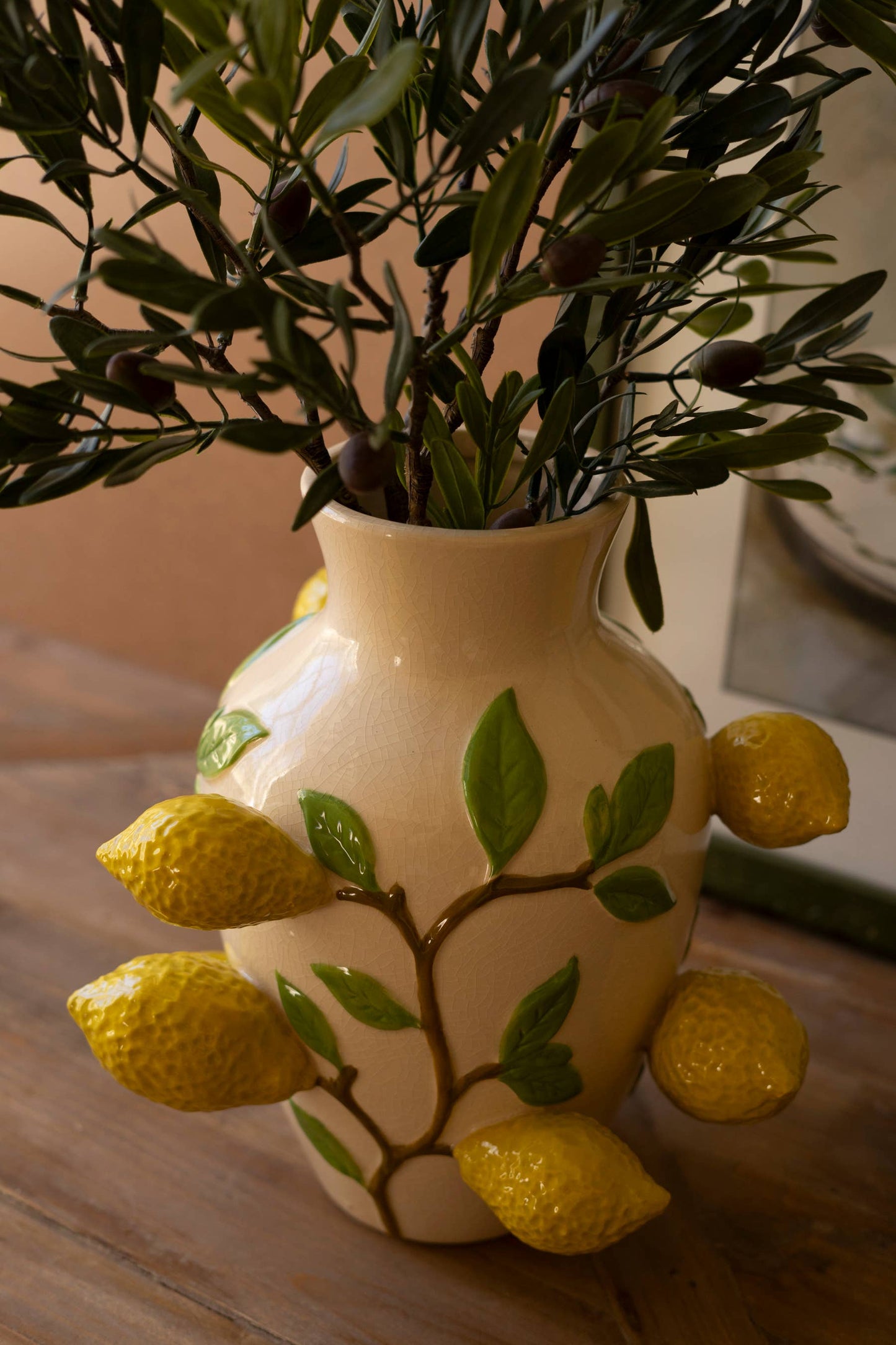 Ceramic Vase with 3D Lemons