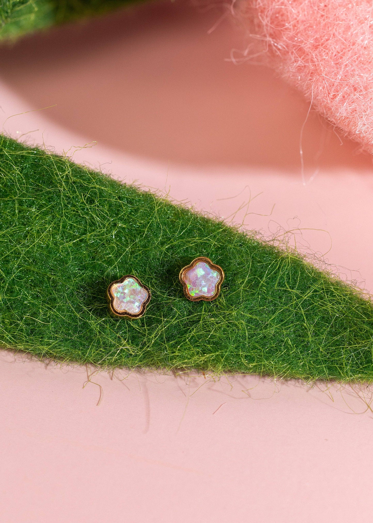Pierced Co. Flatback Earrings- Flower Opals