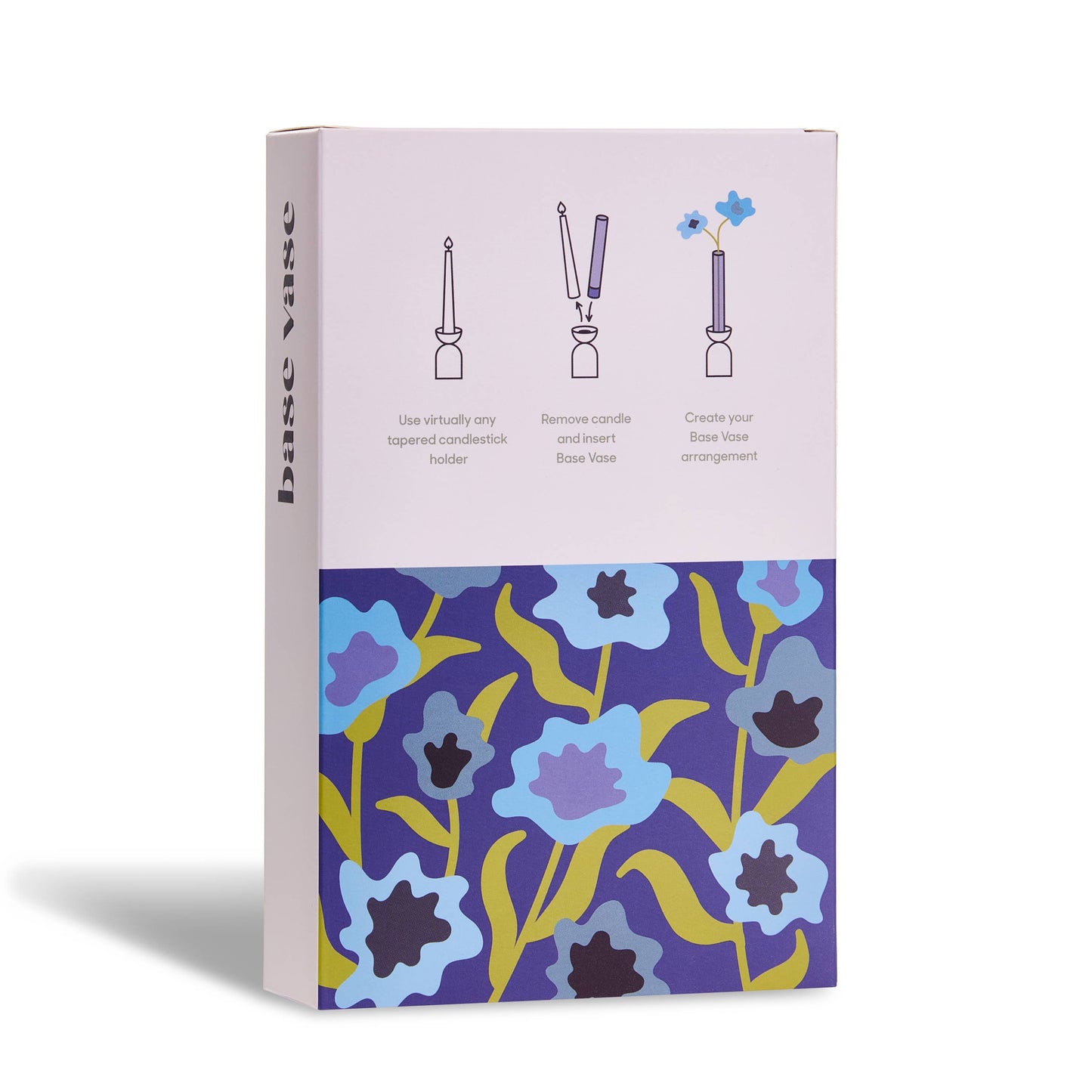 Product packaging with floral design and text on a white background