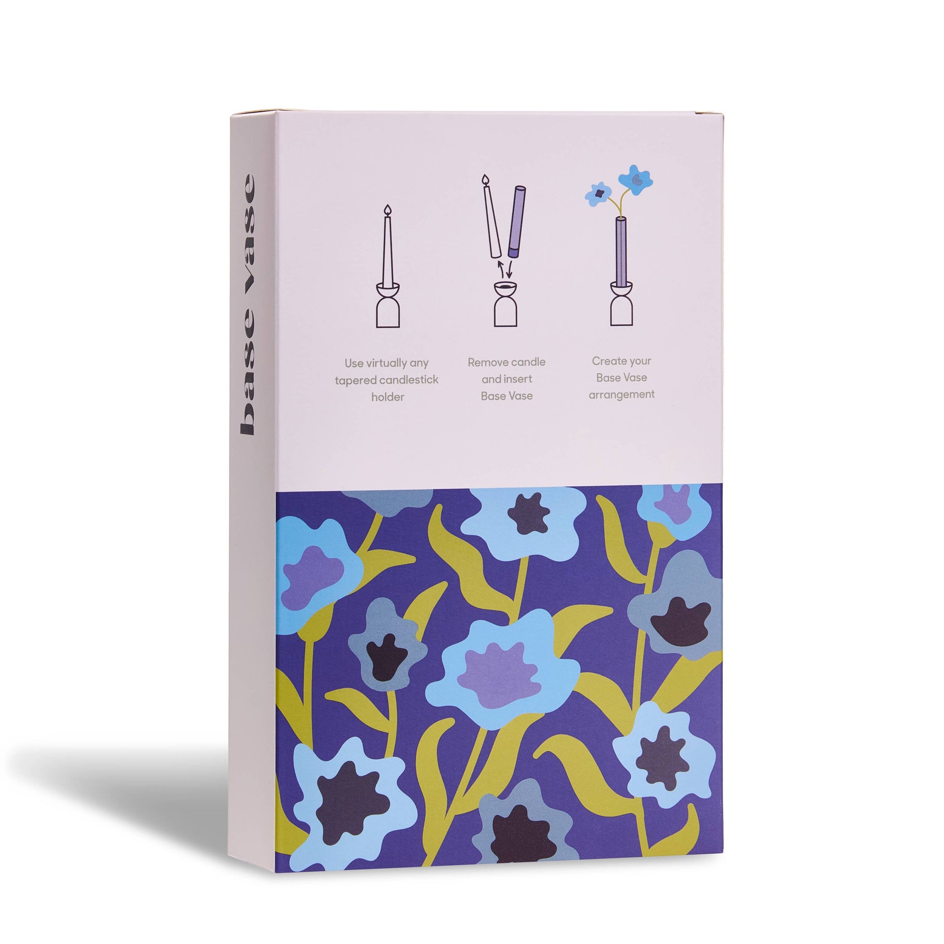 Product packaging with floral design and text on a white background