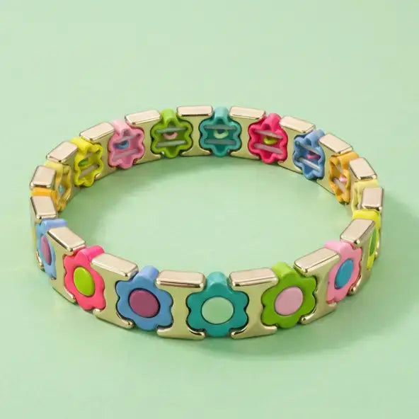 Enamel Stretch Bracelet- Florence Rainbow