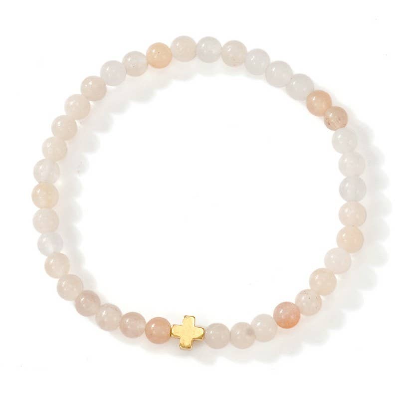 Boho Cross Natural Stone Personalized Bracelet