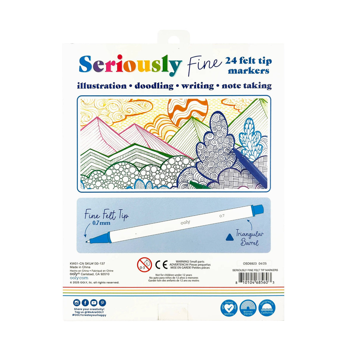Seriously: Fine Felt Tip Markers (Set of 24)
