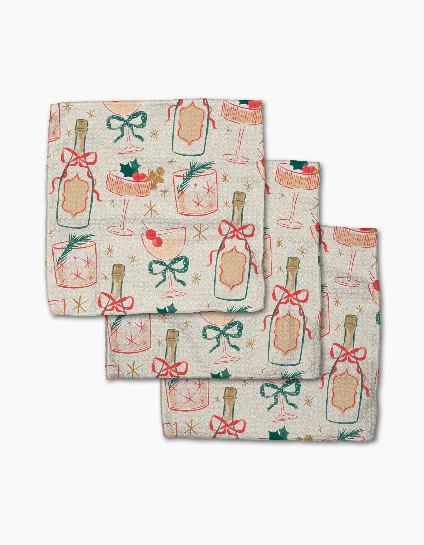 Christmas Cocktails Geometry Dishcloth Set
