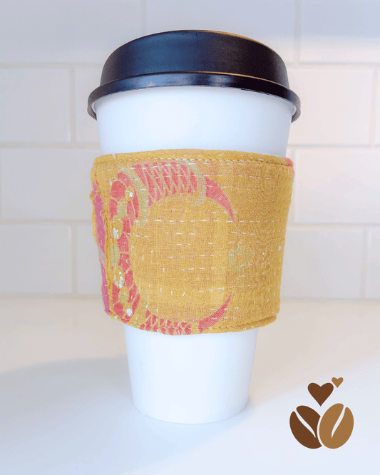 Vintage Kantha Coffee Cozy