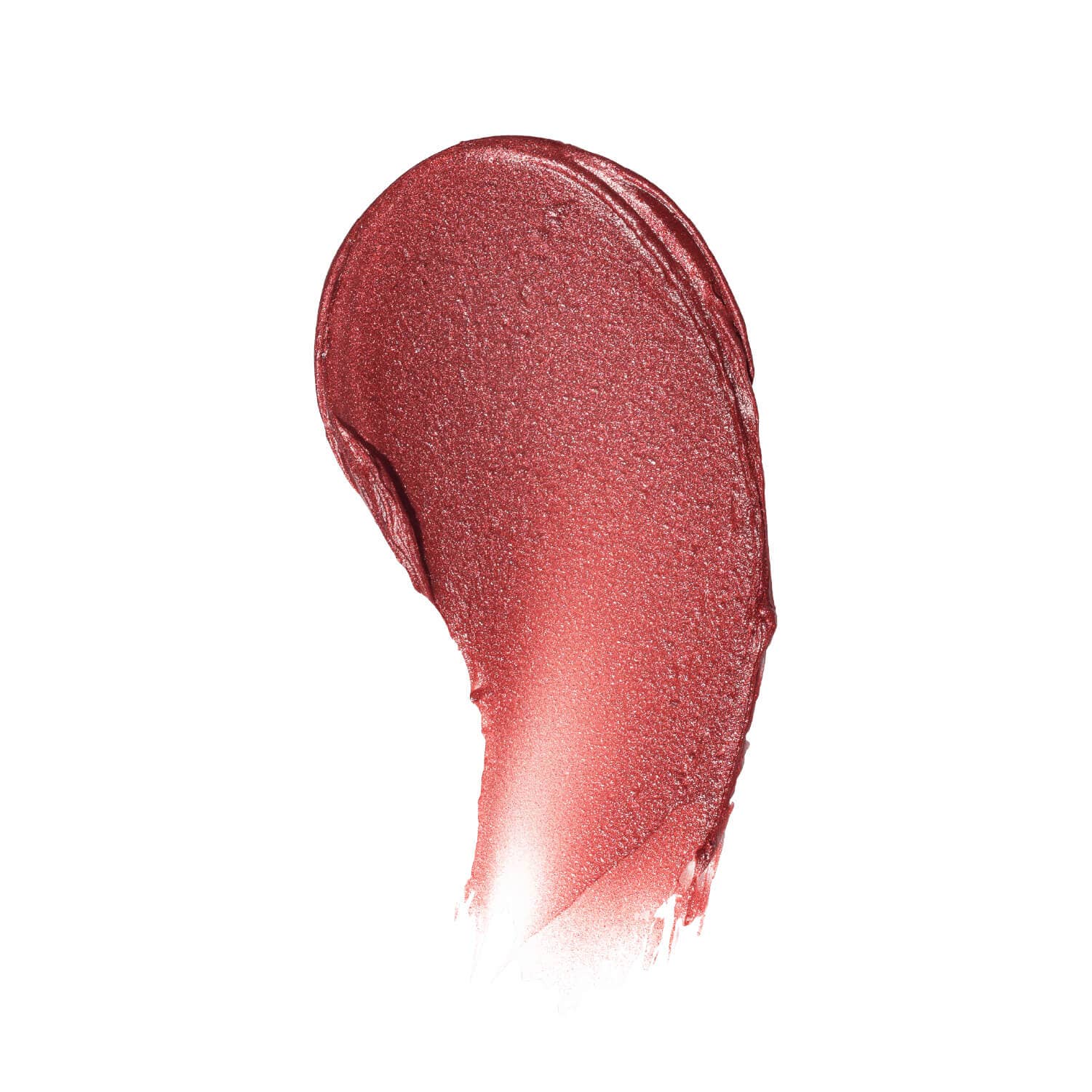 Swatch of pink lip gloss on a white background