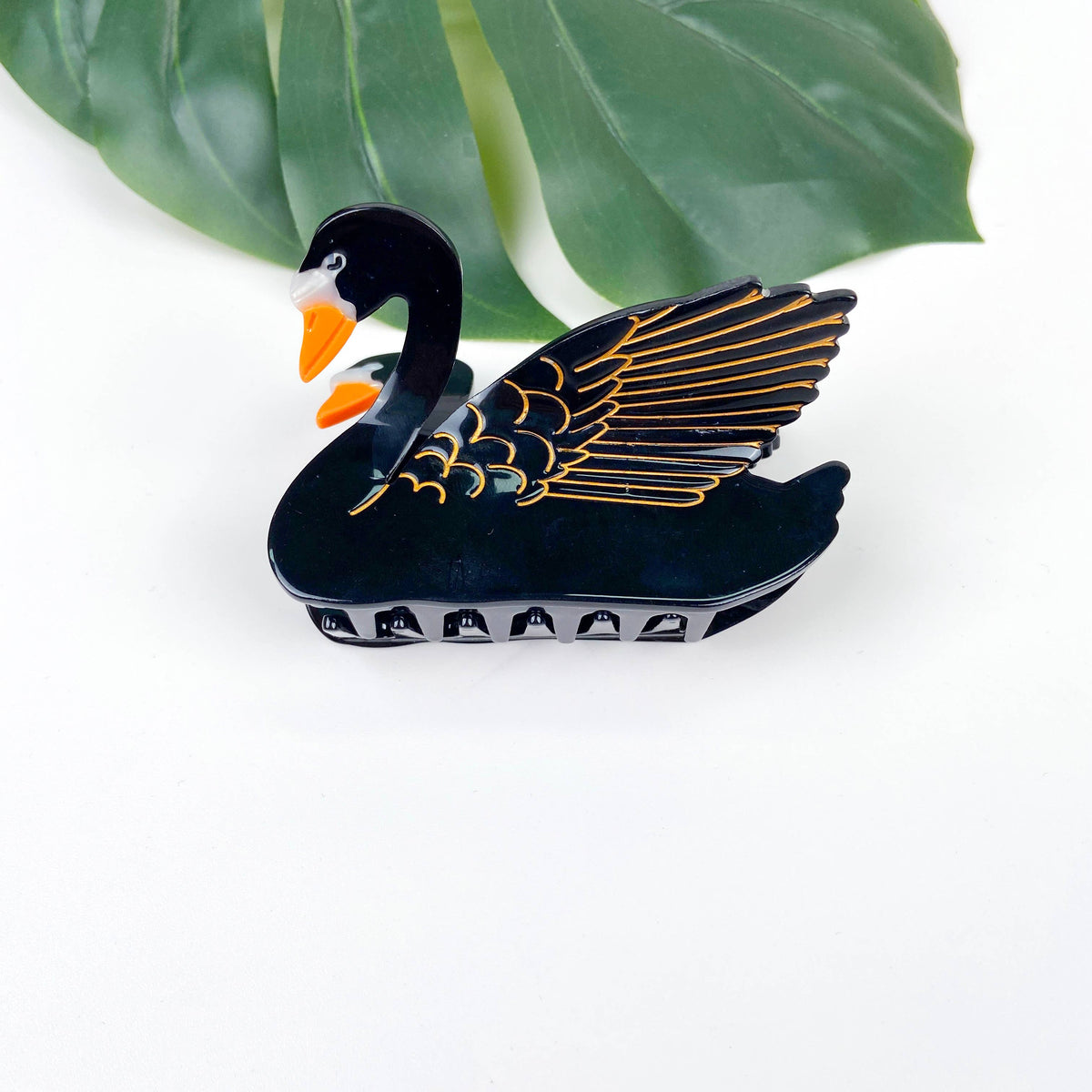 Black And White Swan Hair Claw Clip