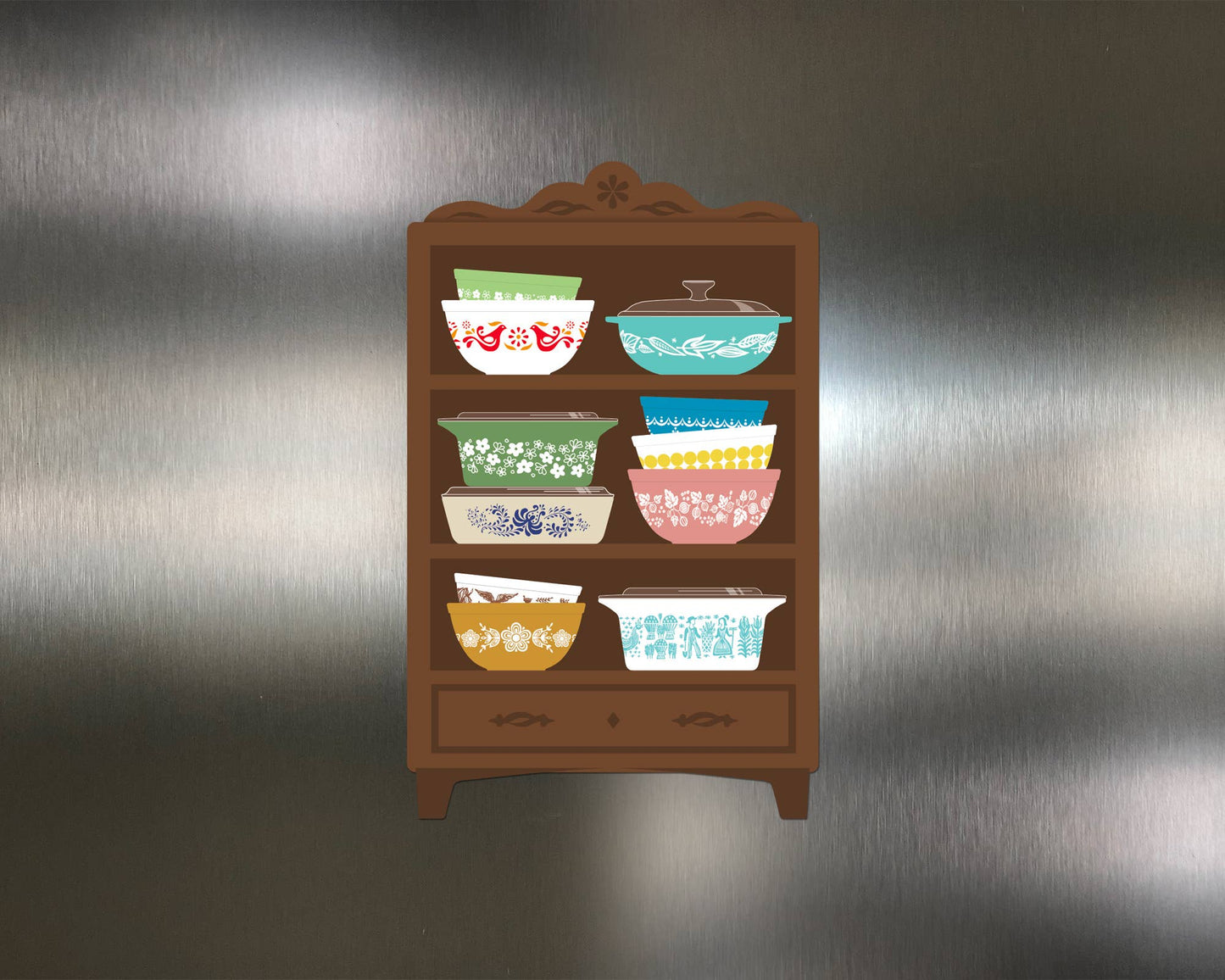 Pyrex-Inspired Kitchen Hutch Magnet – Retro Fridge Decor