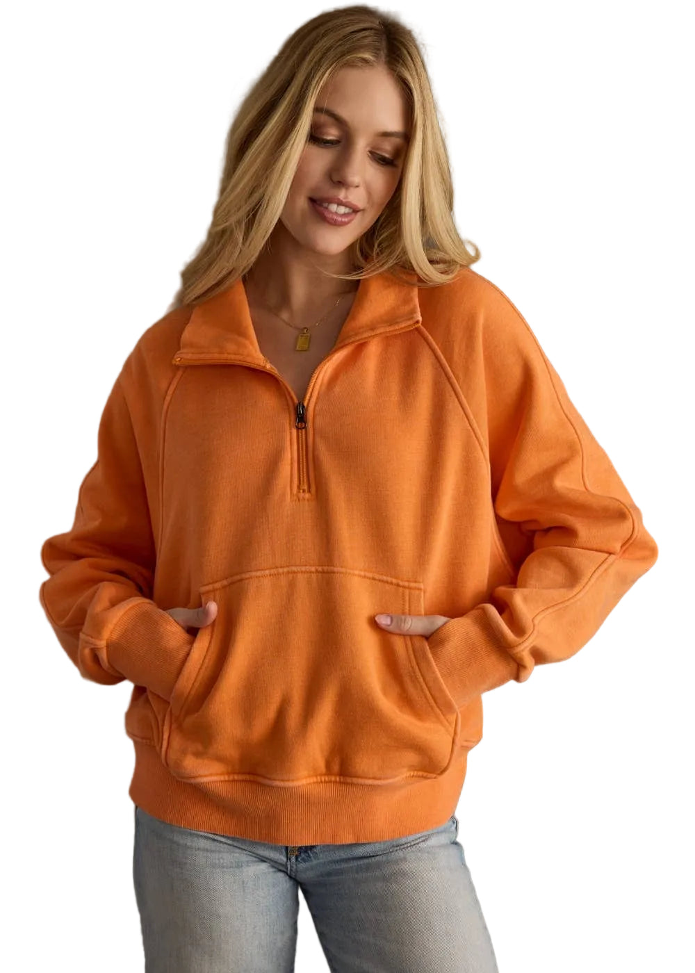 Orange Quarter Zip Sweatshirt