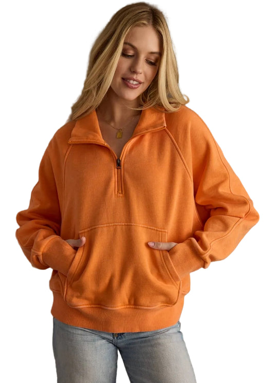 Orange Quarter Zip Sweatshirt