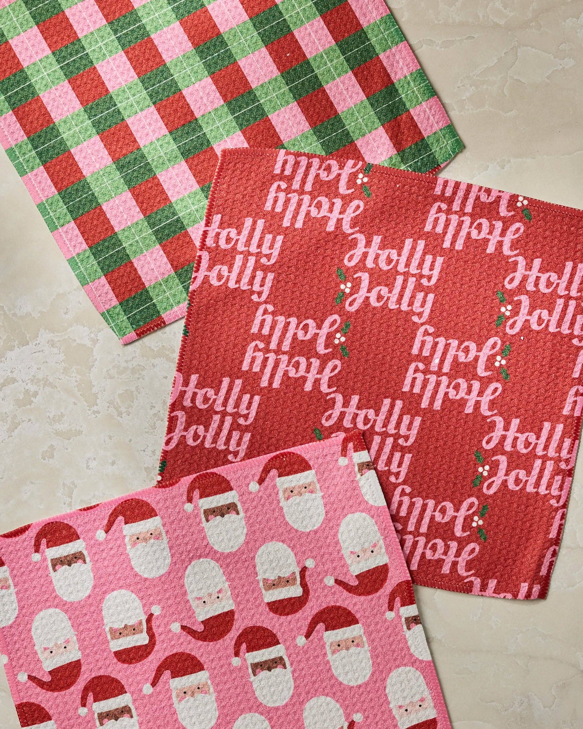 Dishcloth Set- Holly Jolly Santa