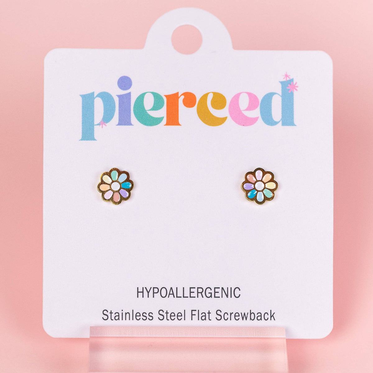 Pierced Co. Flatback Earring-Rainbow Daisy