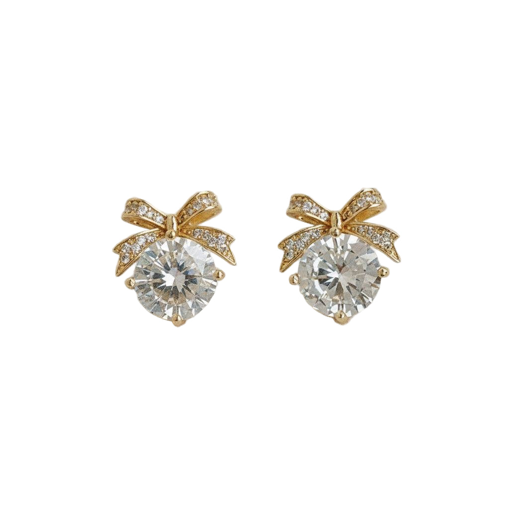 Charlotte-Vintage InspiredCubic Zirconia Bow Stud Earrings