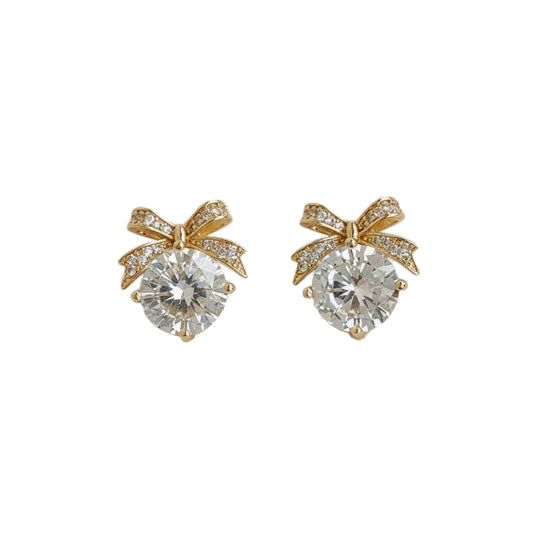 Charlotte-Vintage InspiredCubic Zirconia Bow Stud Earrings