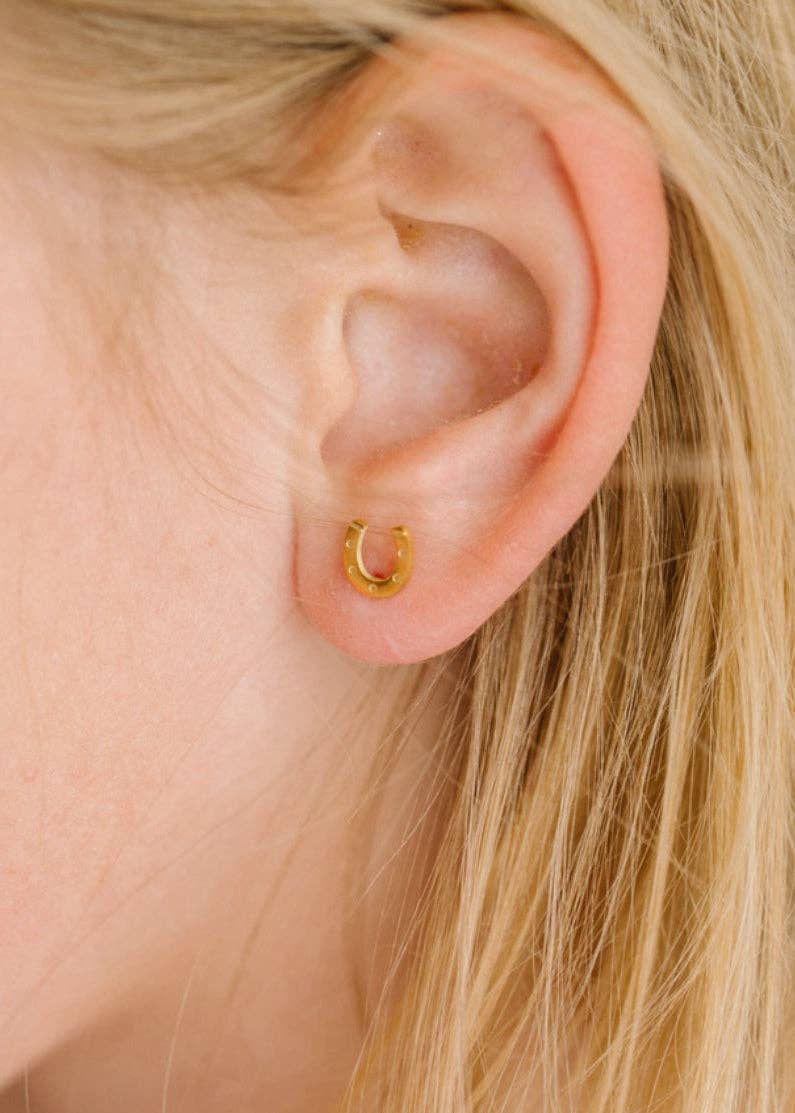 Pierced Co. Flatback Earring-Lucky You Horseshoe