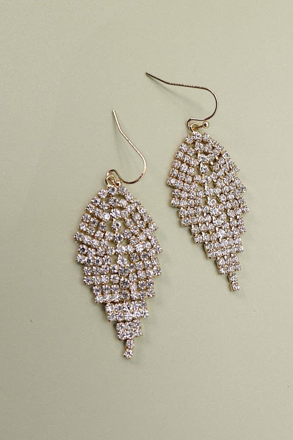 Leaf Shape Rhinestone Earrings