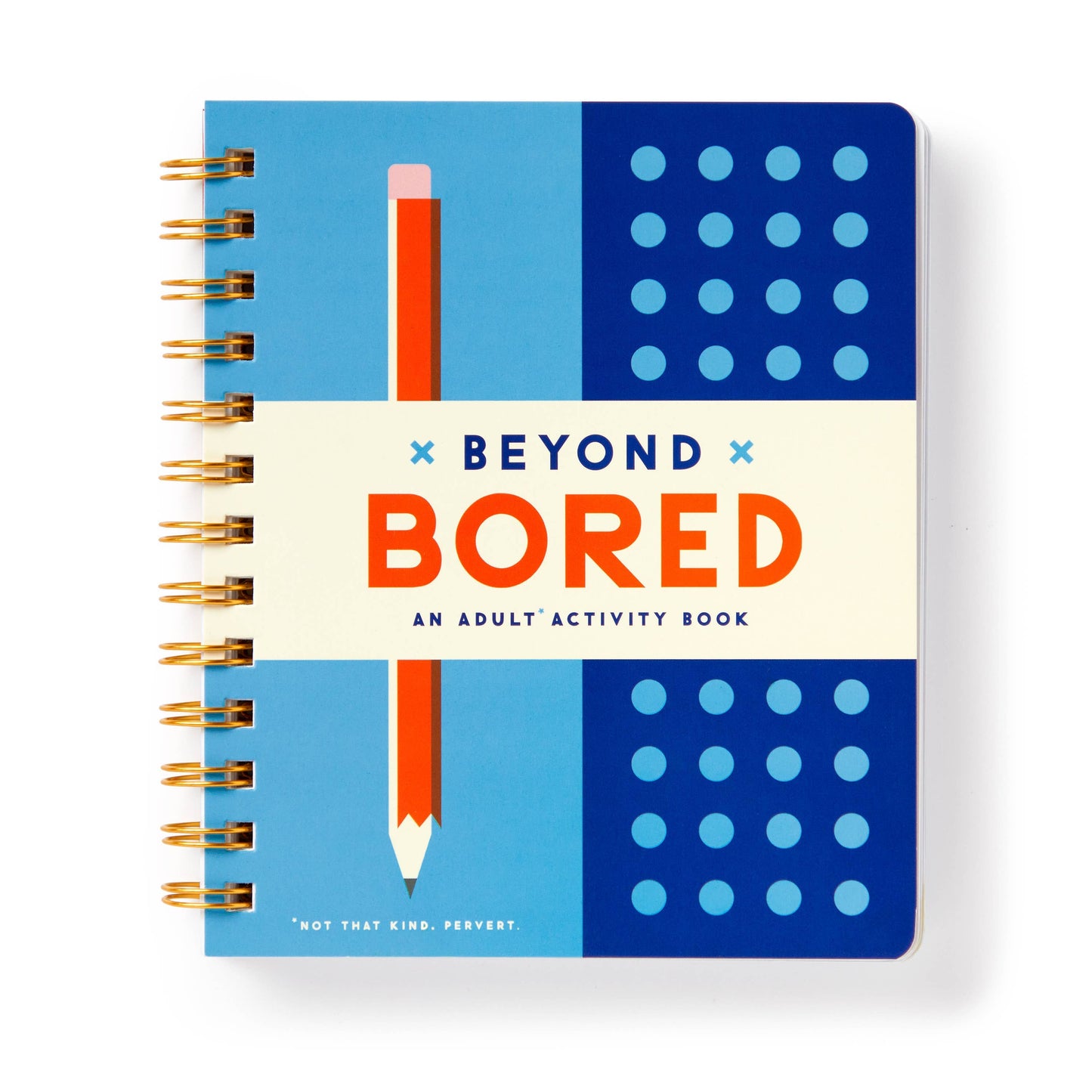 Colorful activity book titled 'Beyond Bored' with a pencil illustration on a white background