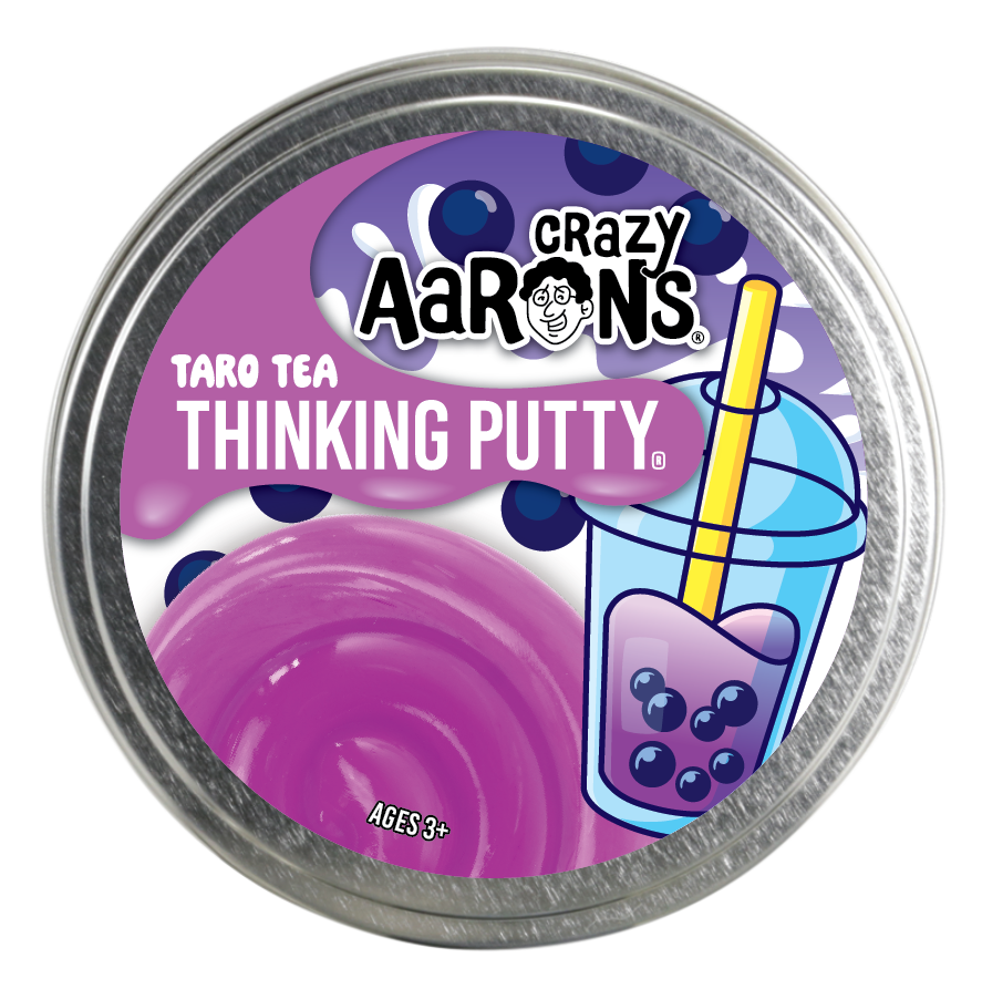 Crazy Aaron's Taro Tea Thinking Putty container with purple putty inside