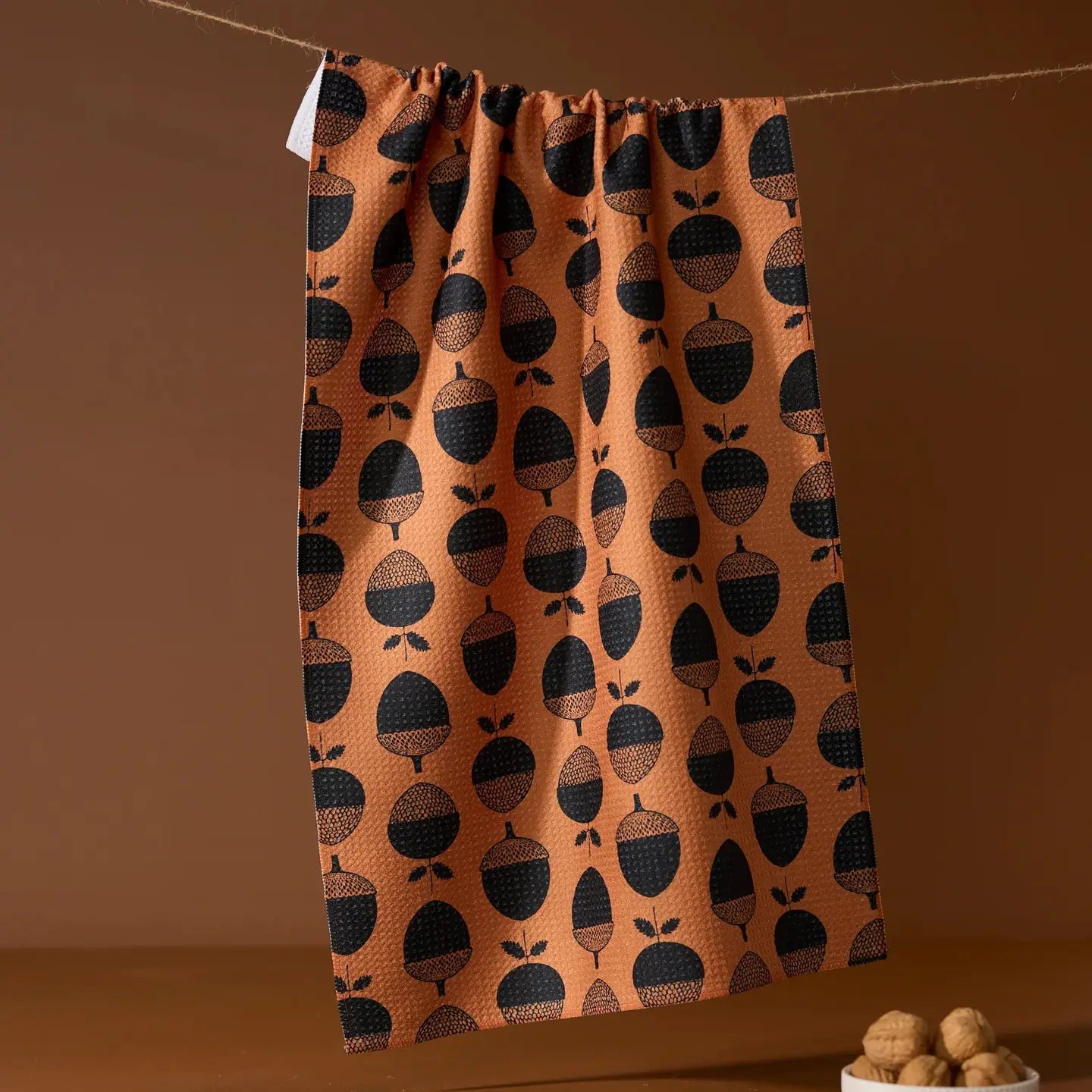 Geometry Tea Towel- Acorn Noir
