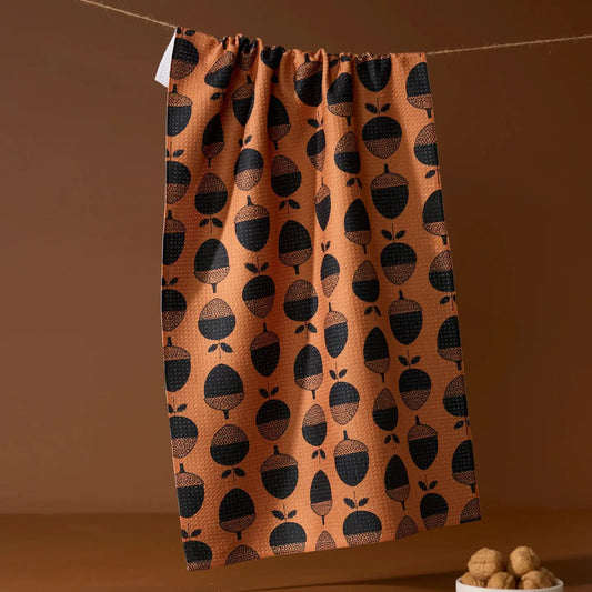 Geometry Tea Towel- Acorn Noir