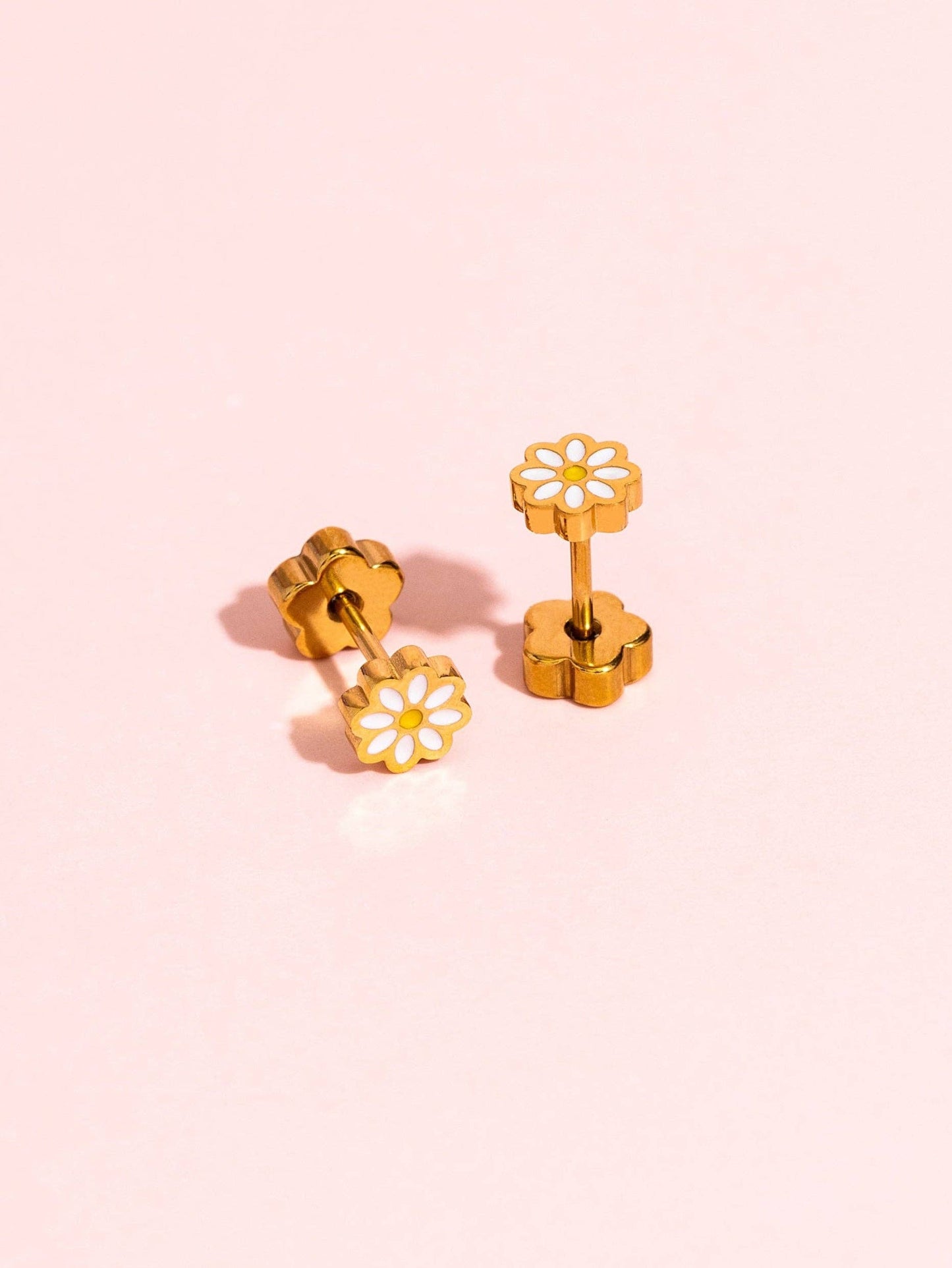 Pierced Co. Flatback Earrings- Tiny White Daisy