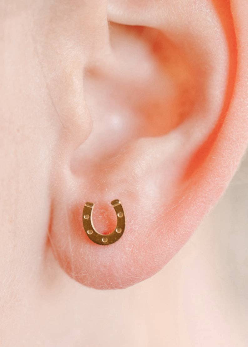 Pierced Co. Flatback Earring-Lucky You Horseshoe