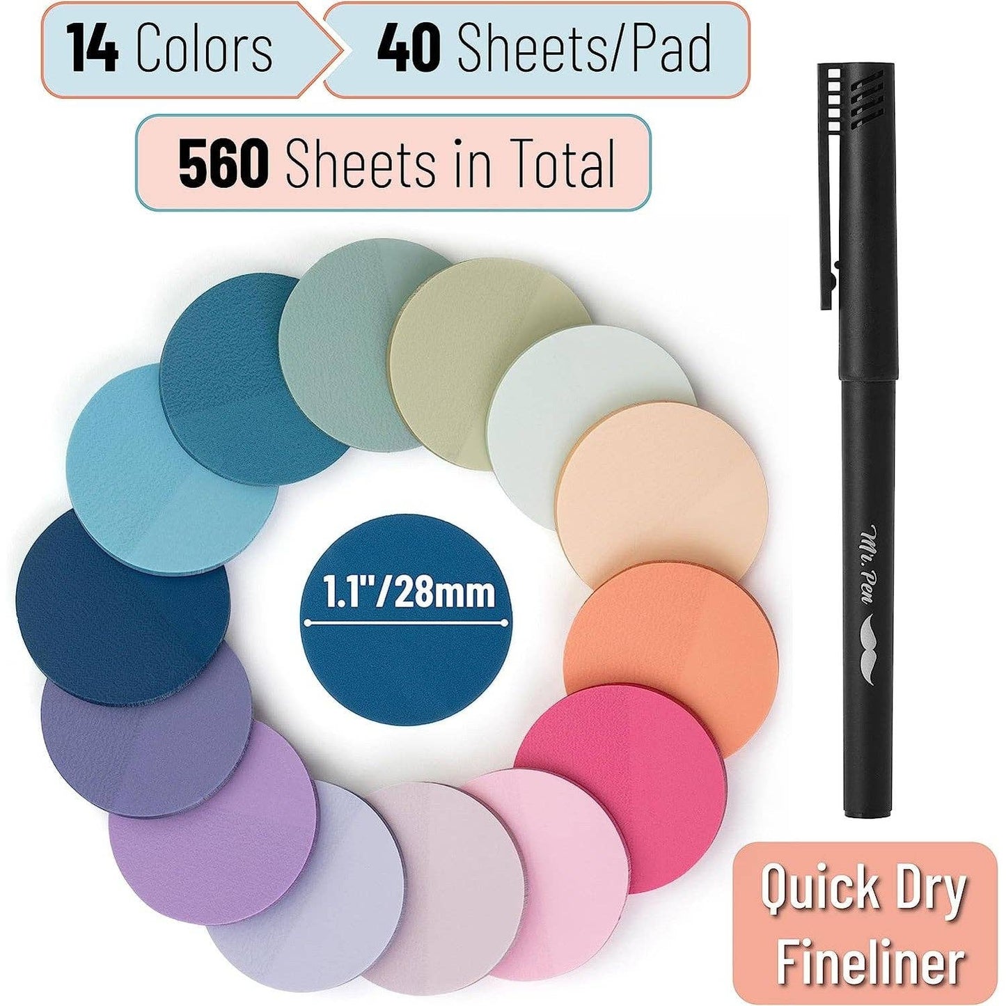 Transparent Round Sticky Notes- 560 Pcs