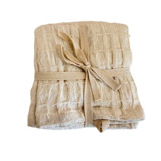 Set of 2 Waffleknit Towels- Ivory