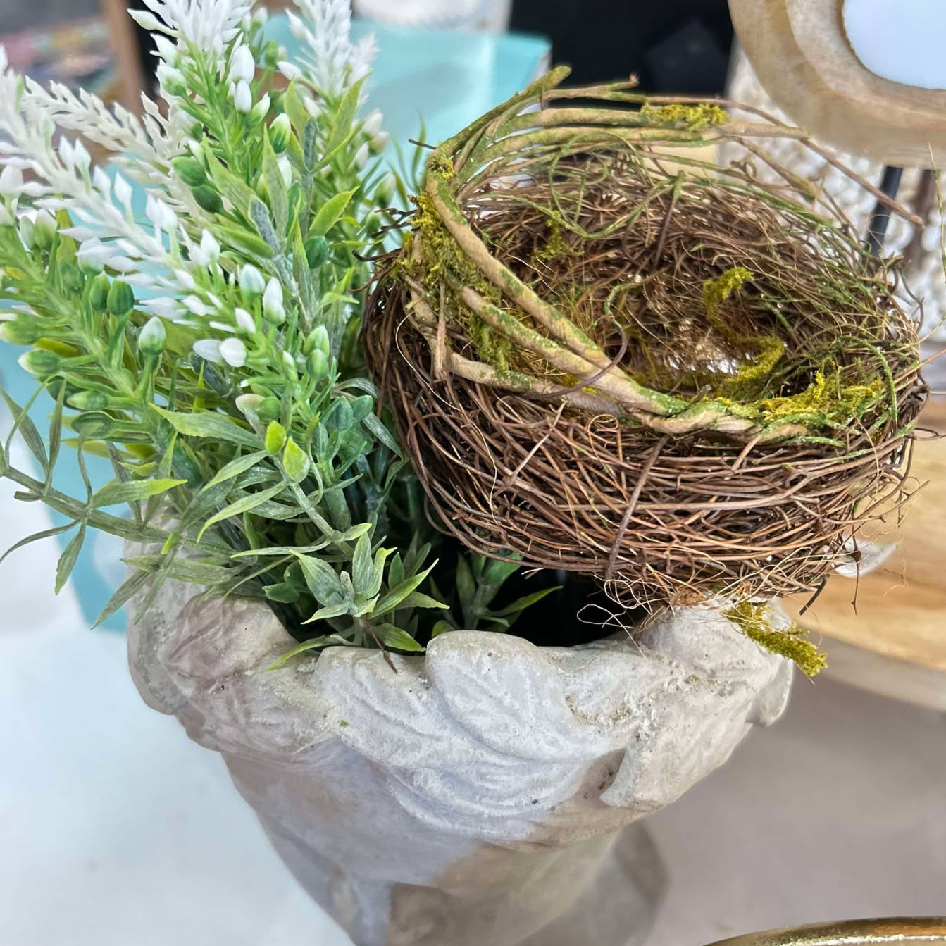 Small Nest with Green Moss 4.5"