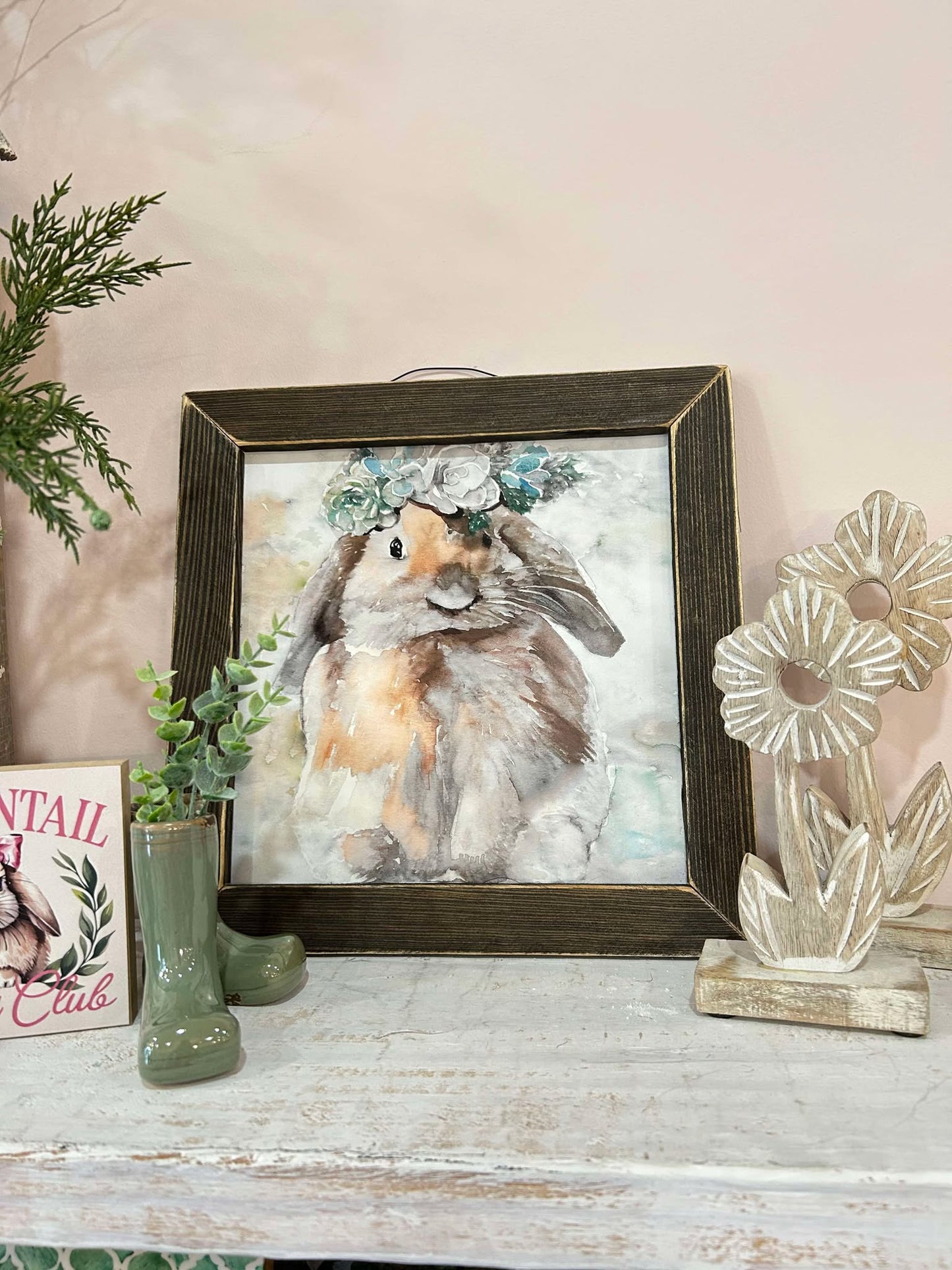 12x12 Bunny Flower Crown Framed Print