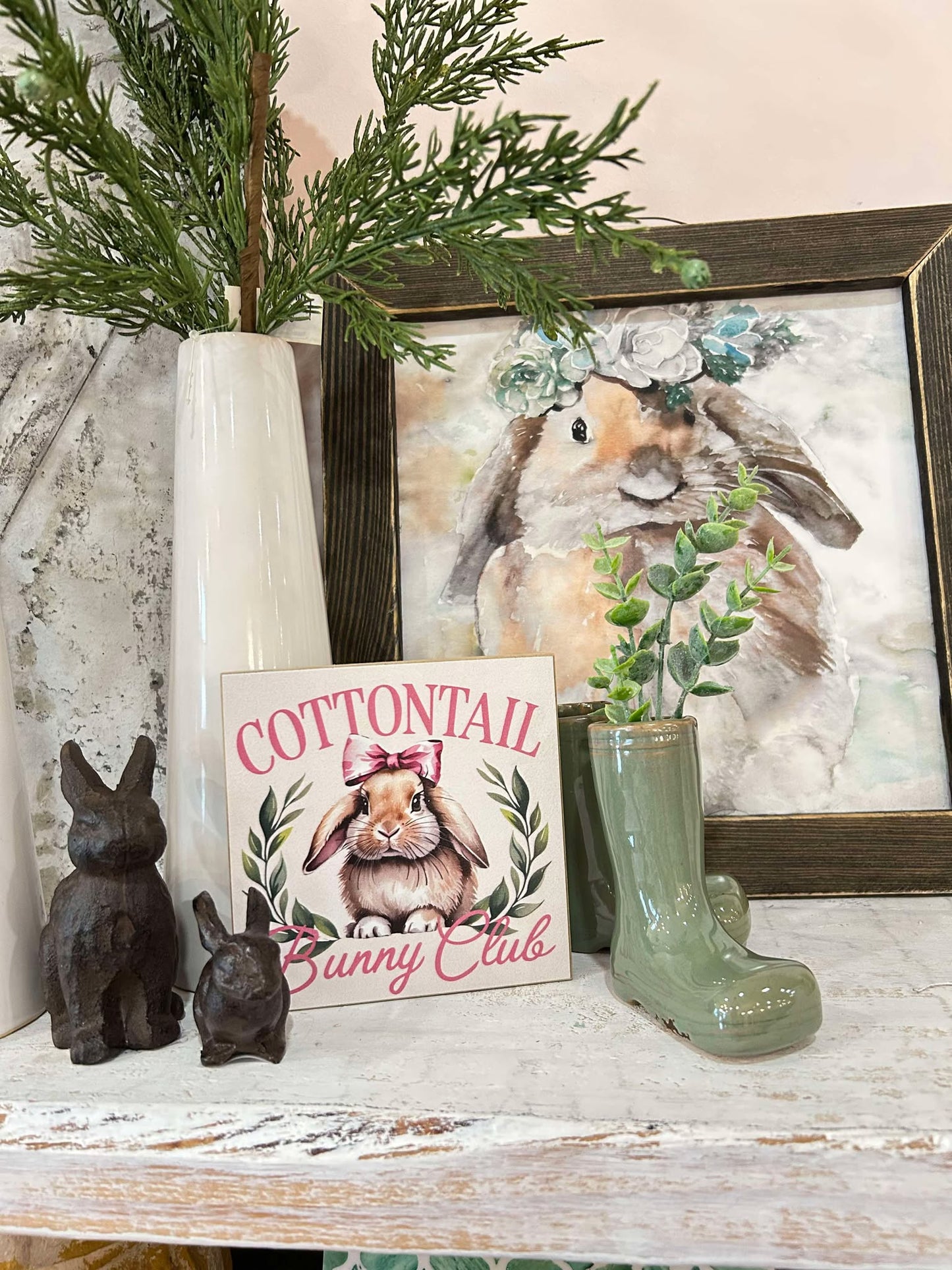 Cottontail Bunny Club Wood Block