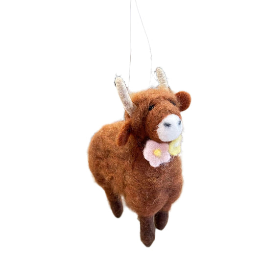 Highland Cow Felted Ornament