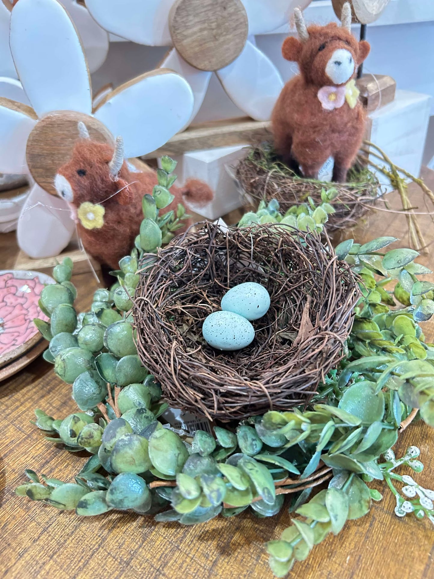 Green Leaf Baby's Breath Candle Ring