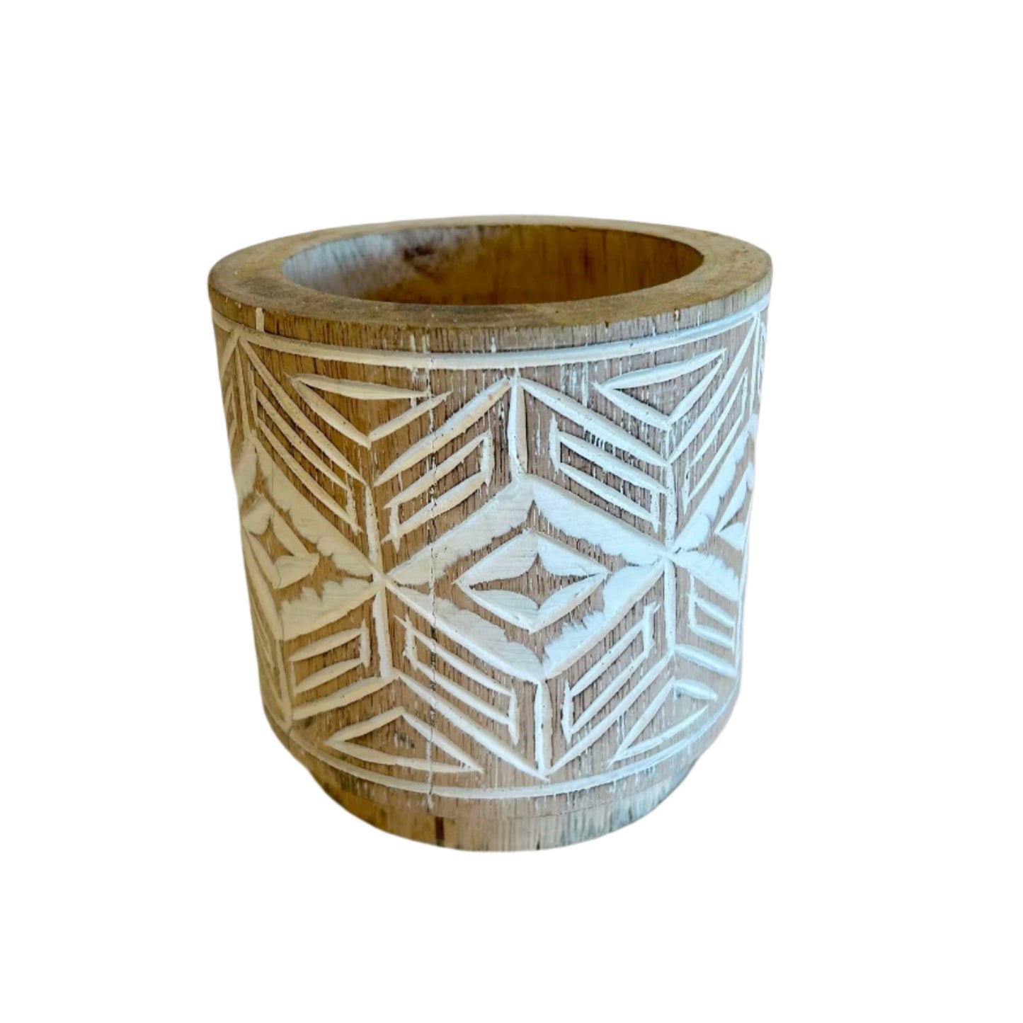 Wooden Planter, Aztec Print Tiny 4x4x5