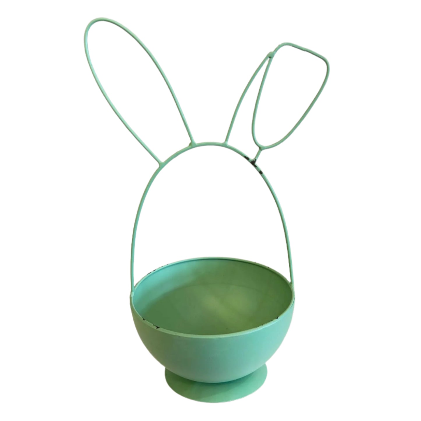 Distressed Metal Bunny Egg Bowl Lg