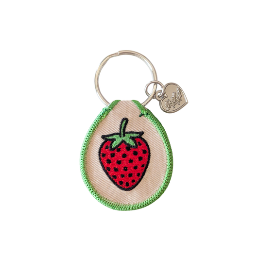 Embroidred Patch Keychain-Strawberry