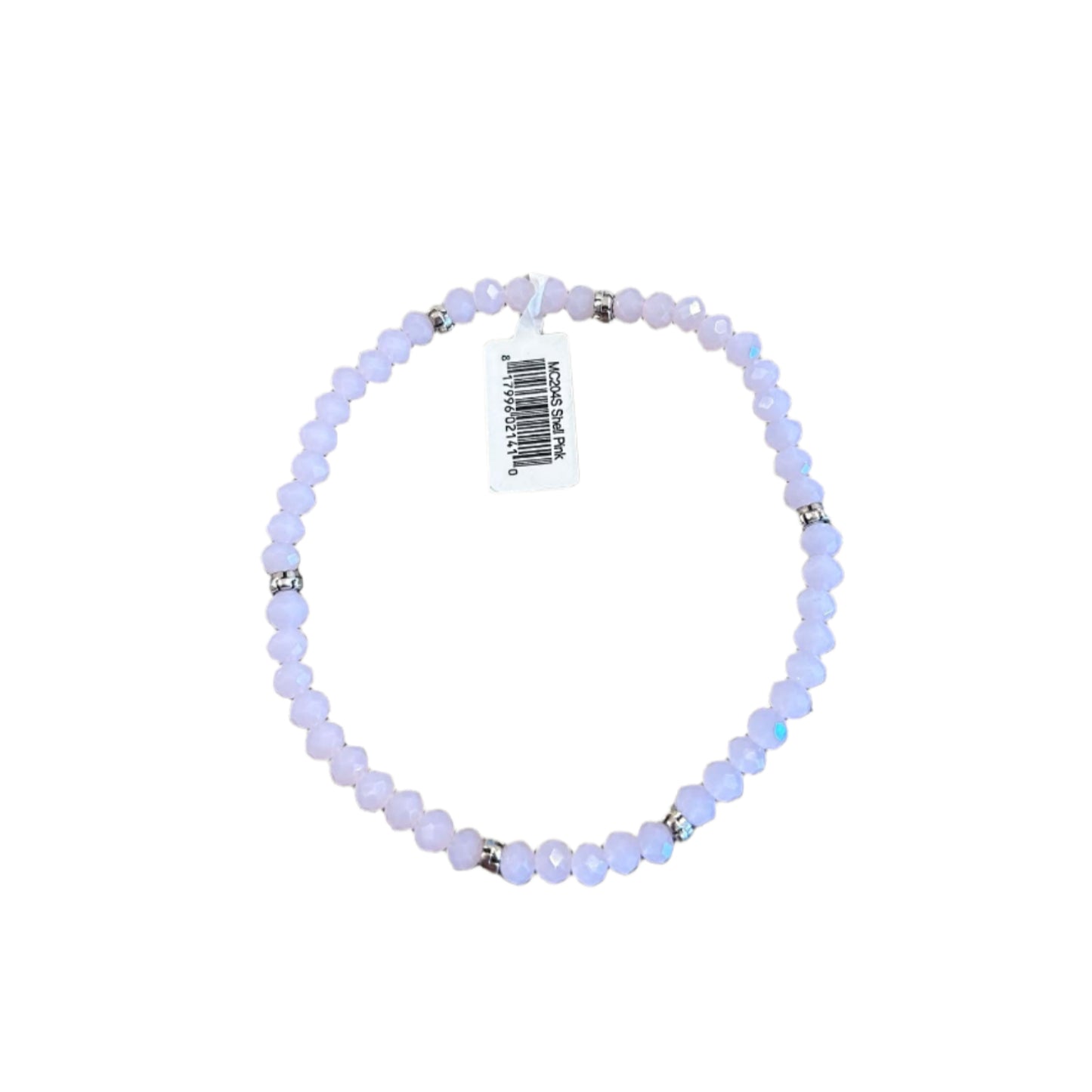 Mini Crystal Bracelet w/ Silver Accent- Shell Pink