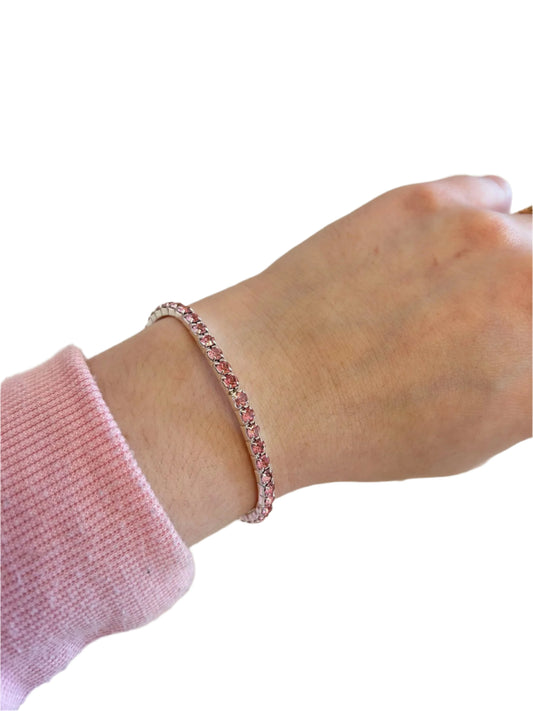 Crystal Tennis Bracelet- Light Rose
