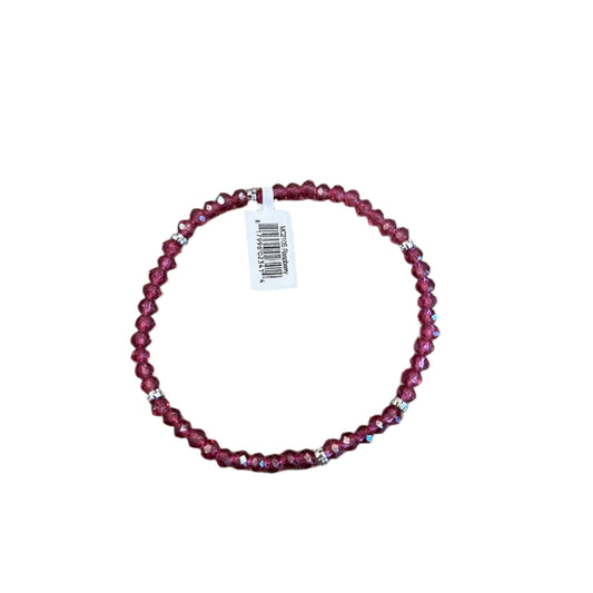 Mini Crystal Bracelet w/ Silver Accent- Raspberry