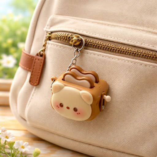 Animal Toast Keychain Clicker Toy Cute Bread Keyring