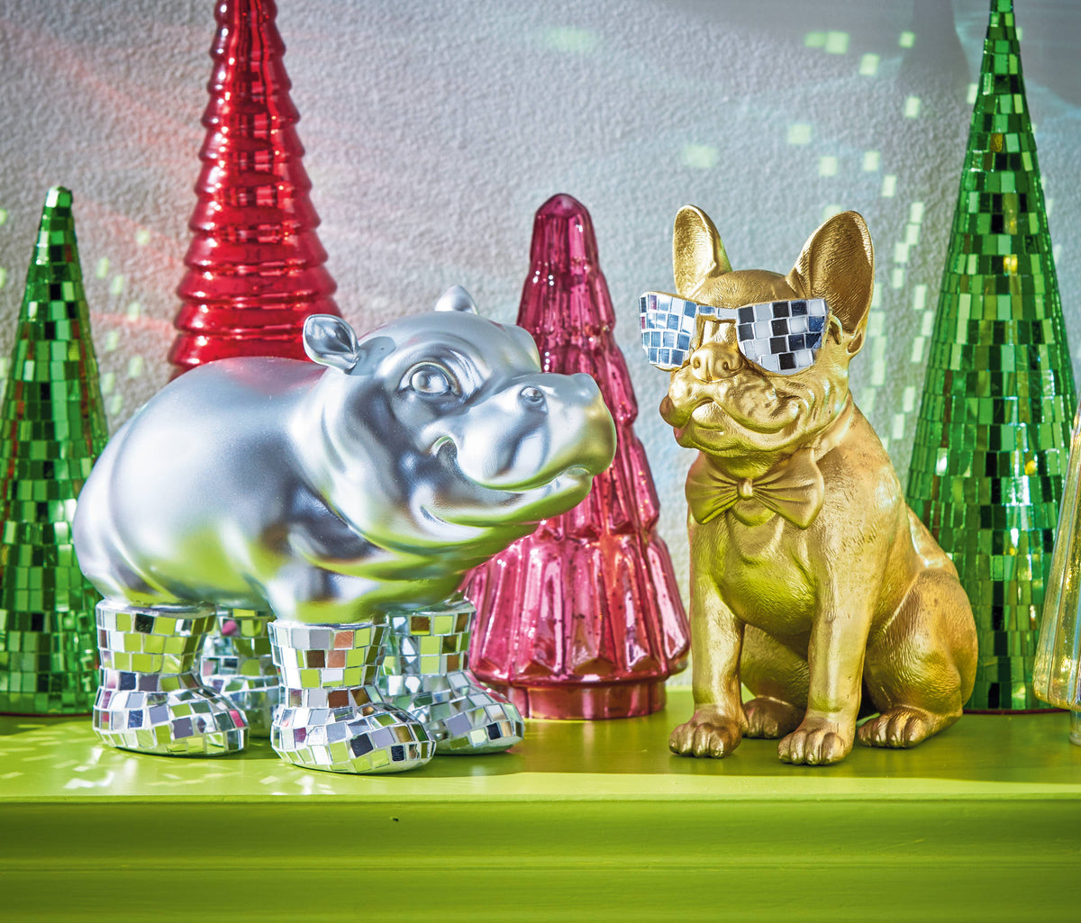 Gold Disco Frenchie Holiday Decor Figure