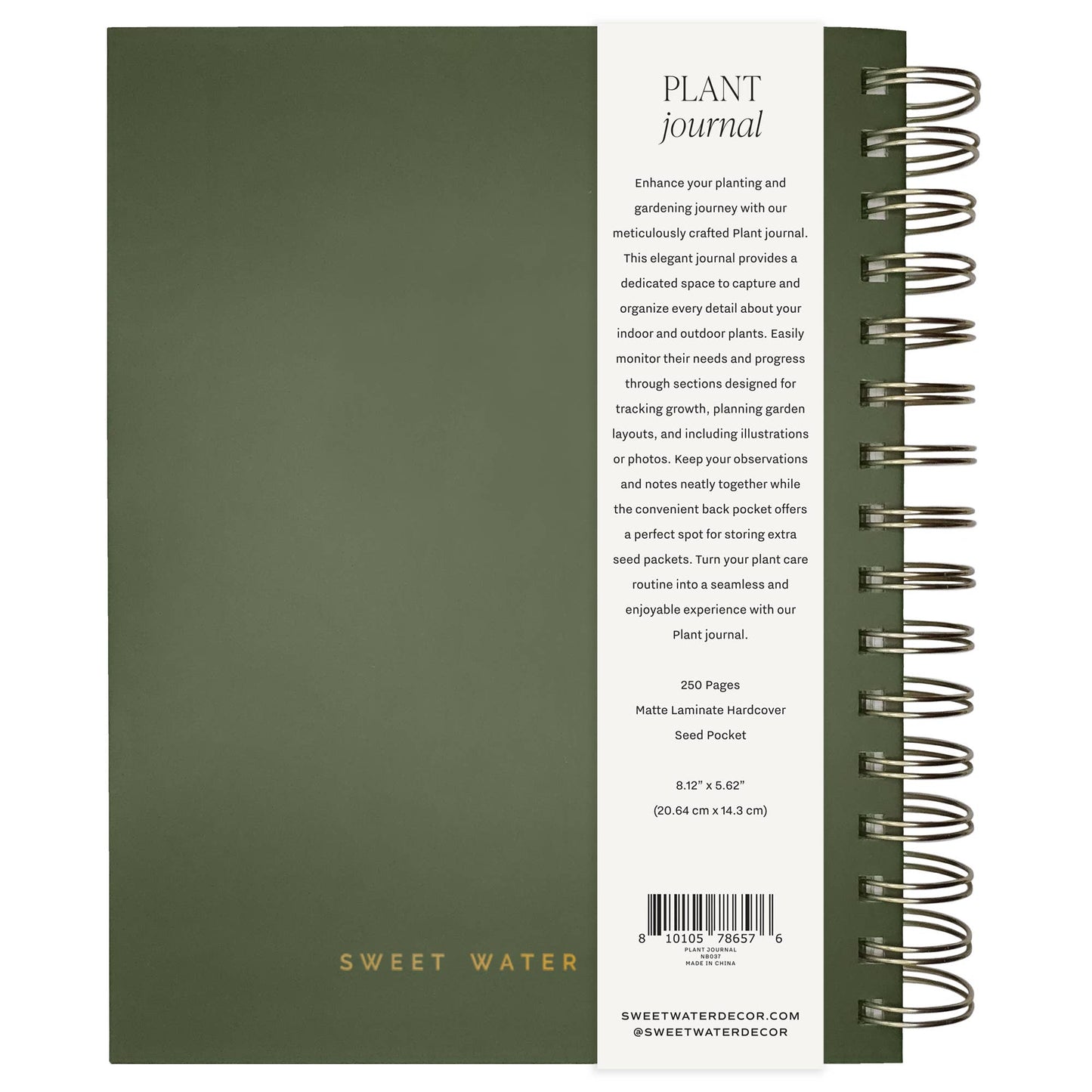 Spiral-bound notebook with green cover and white text panel on a white background