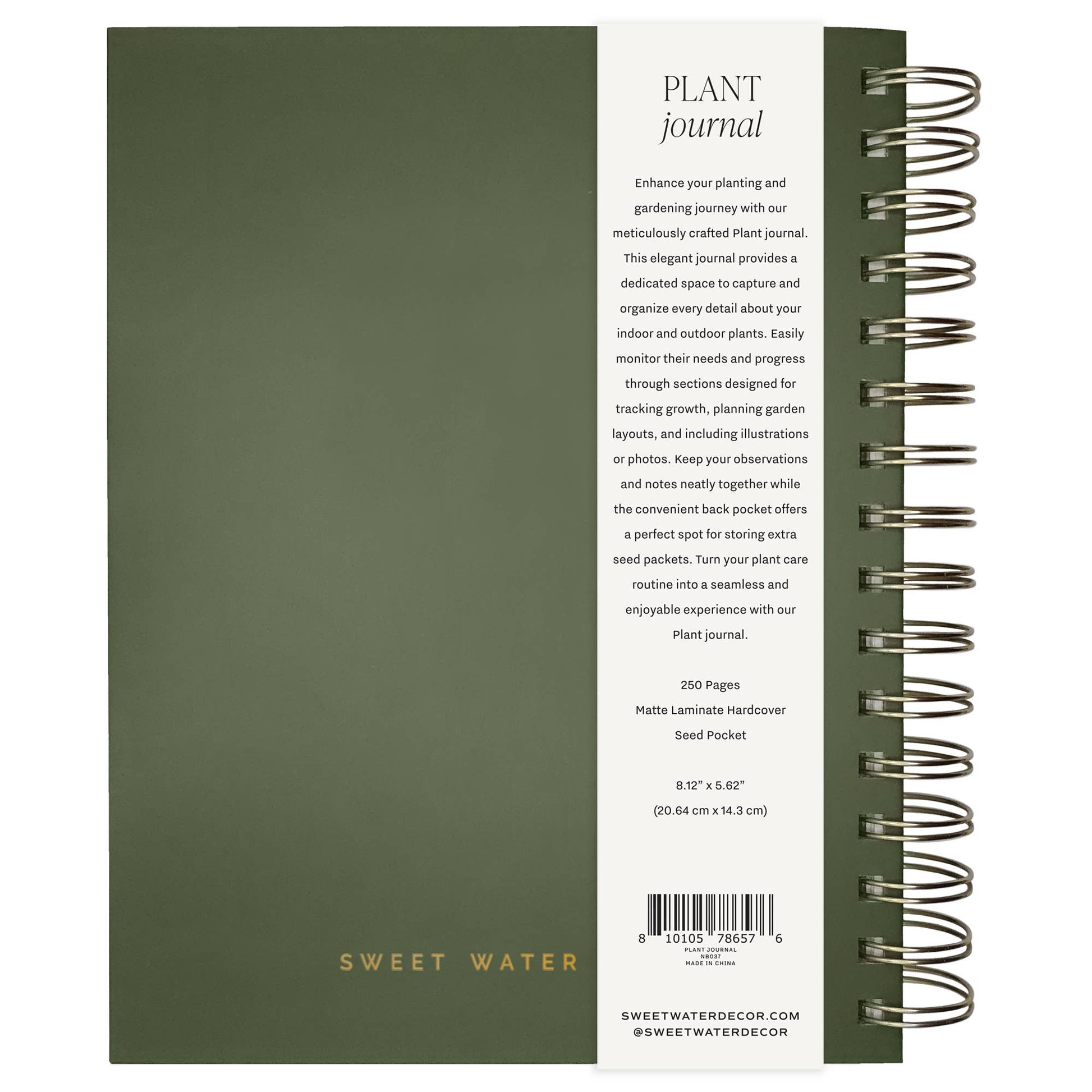 Spiral-bound notebook with green cover and white text panel on a white background