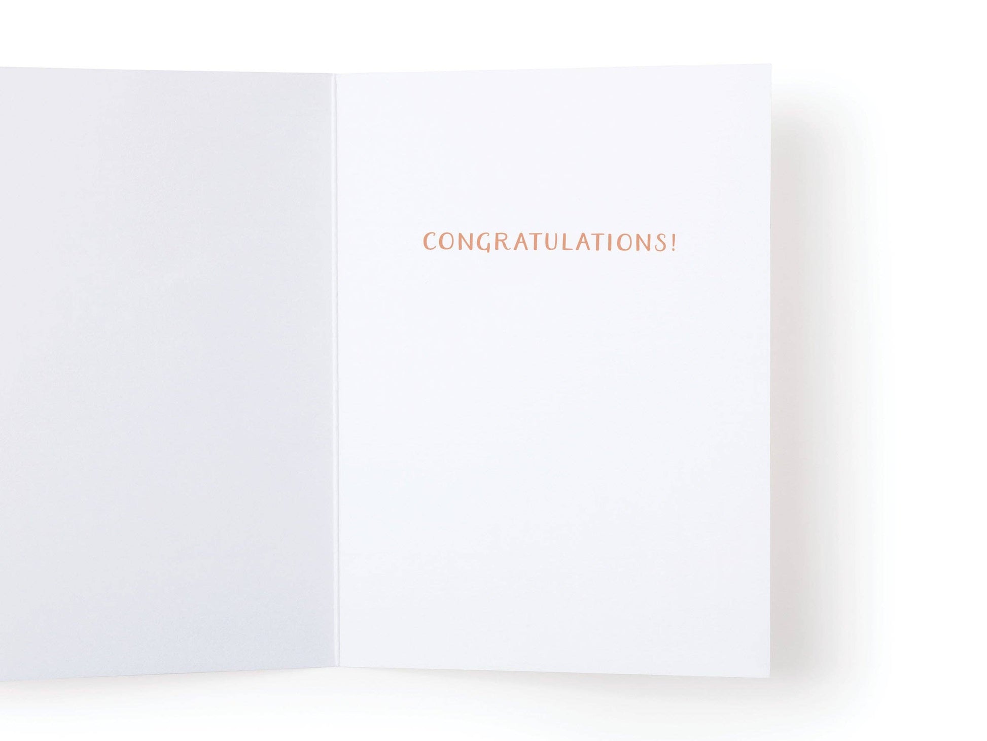 White card with 'Congratulations!' text in gold on a white background