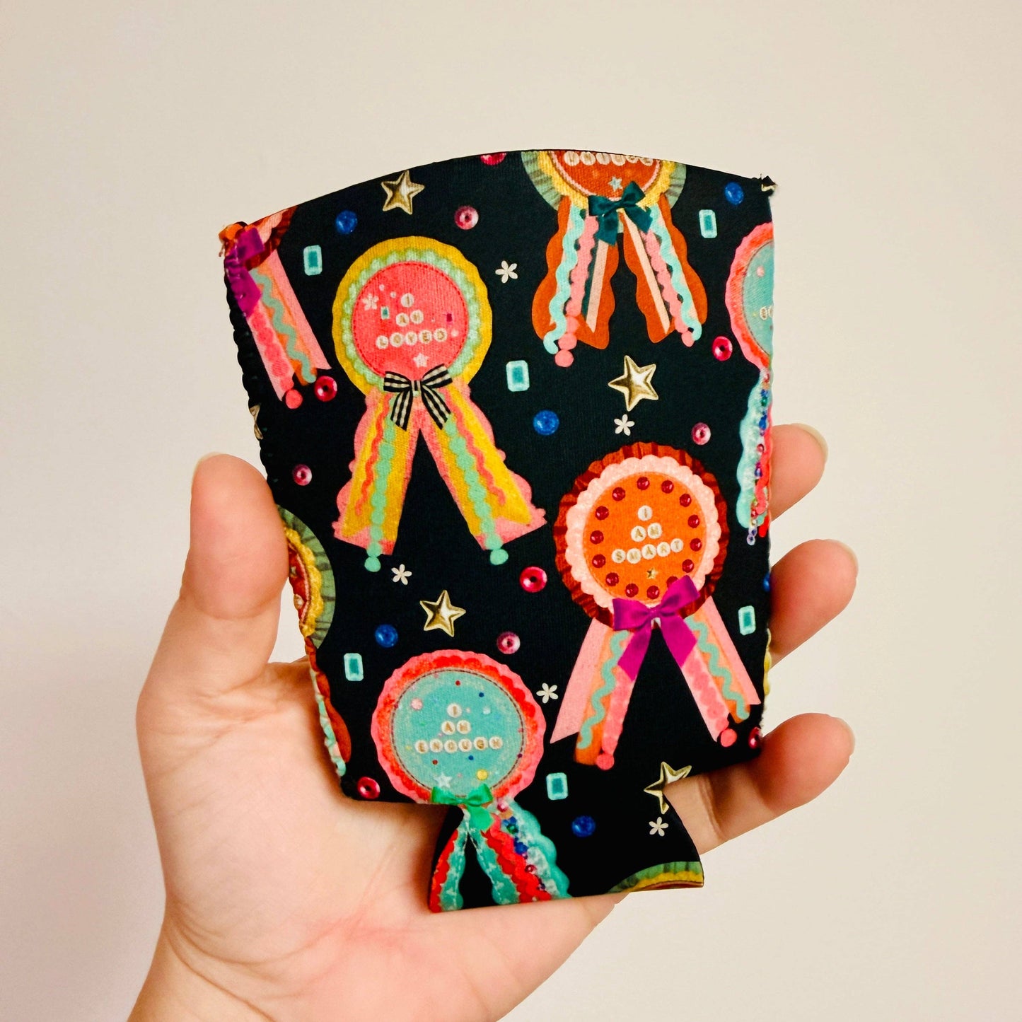 Iced Coffee Sleeve, Affirmation Ribbons Pattern