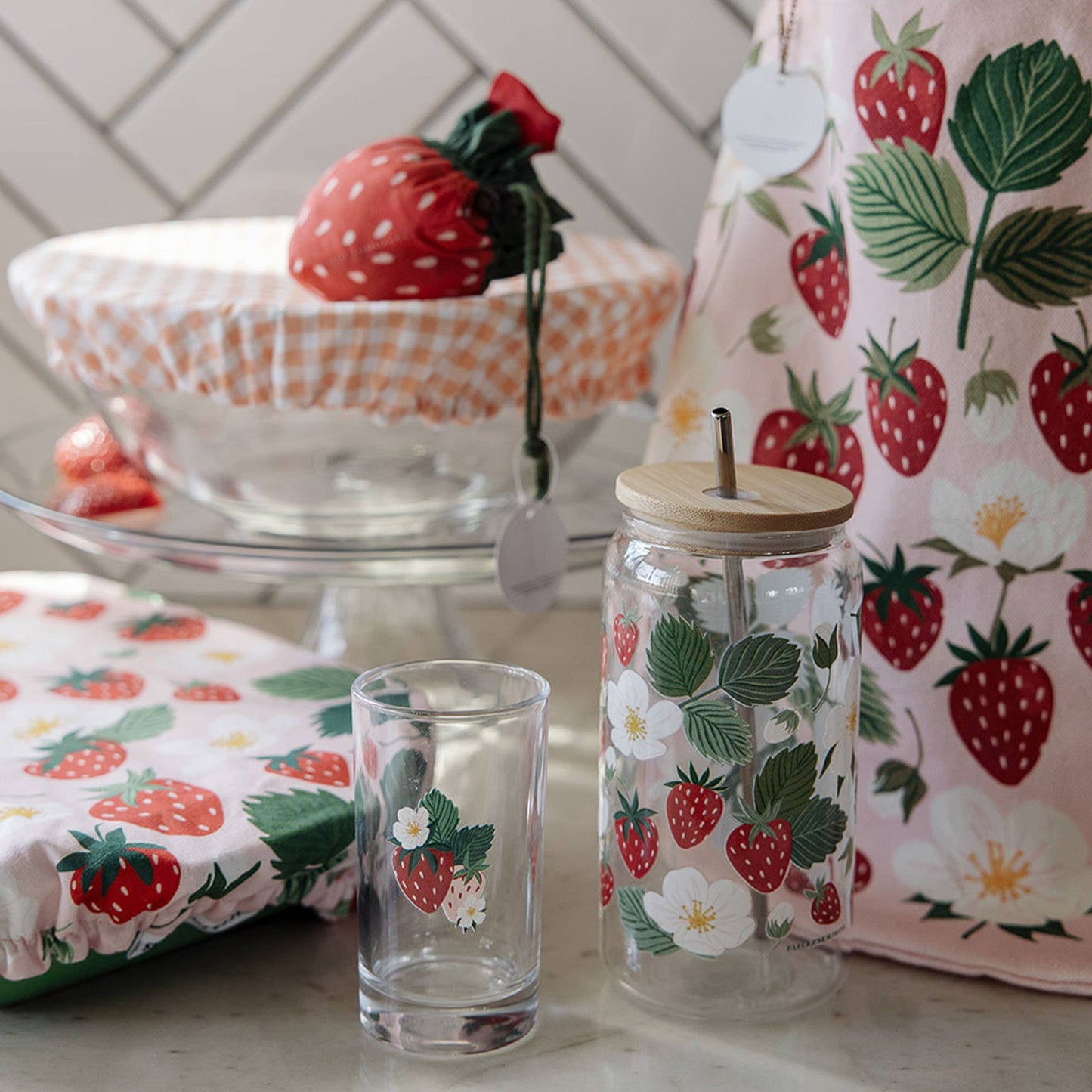Foldable Market Tote Bag- Strawberry