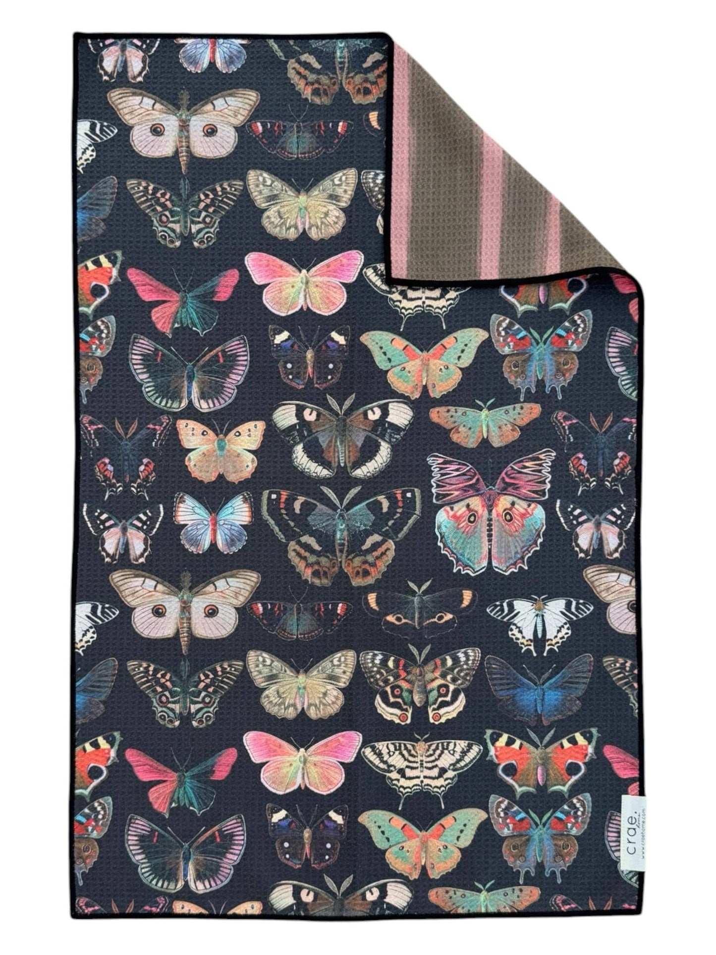 Butterfly patterned fabric with a dark background