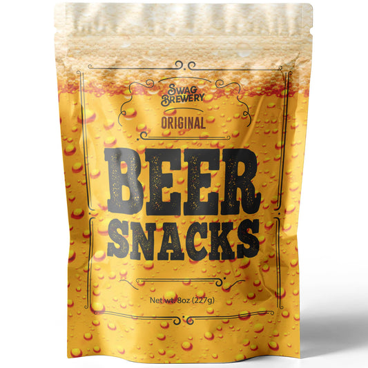 Packaging of Swag Brewery beer snacks on a white background